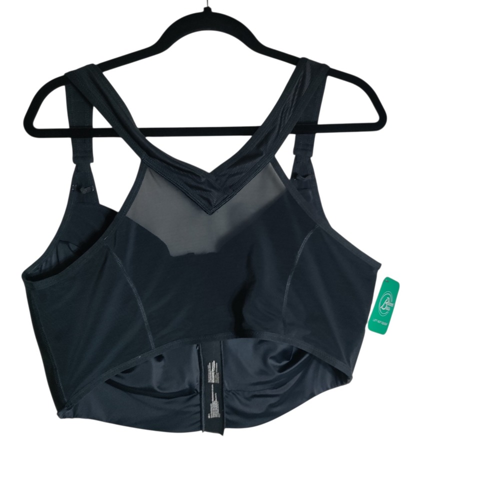 Bloom Bras Black High Impact Front Zip Sports Bra Racerback SZ 8 44H-K